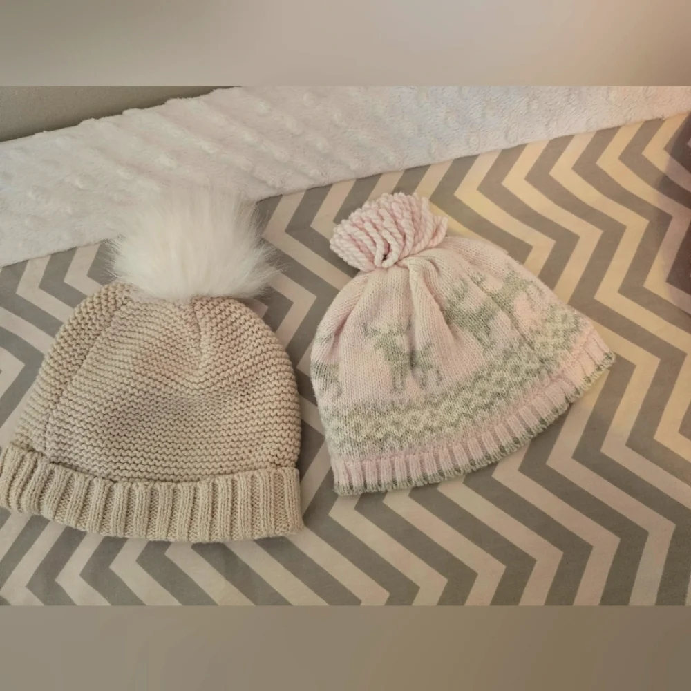 Janie and Jack Fair Isle Pink Winter Baby Girl Pom Pom Hat